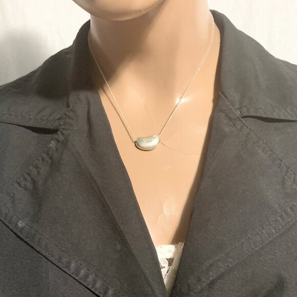 Authentic Tiffany & Co Elsa Peretti 925 Silver 18mm Large Bean Necklace - Picture 8 of 8